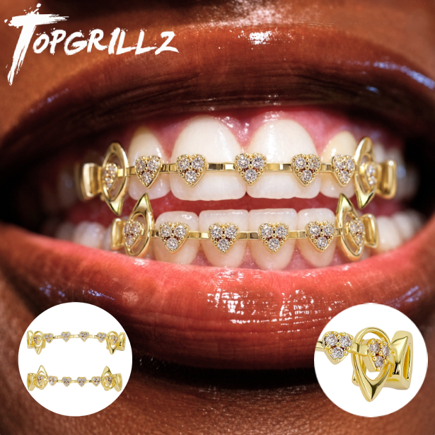 Body Jewelry Lot - TOPGRILLZ Conjunto de Grillz Coração Oco