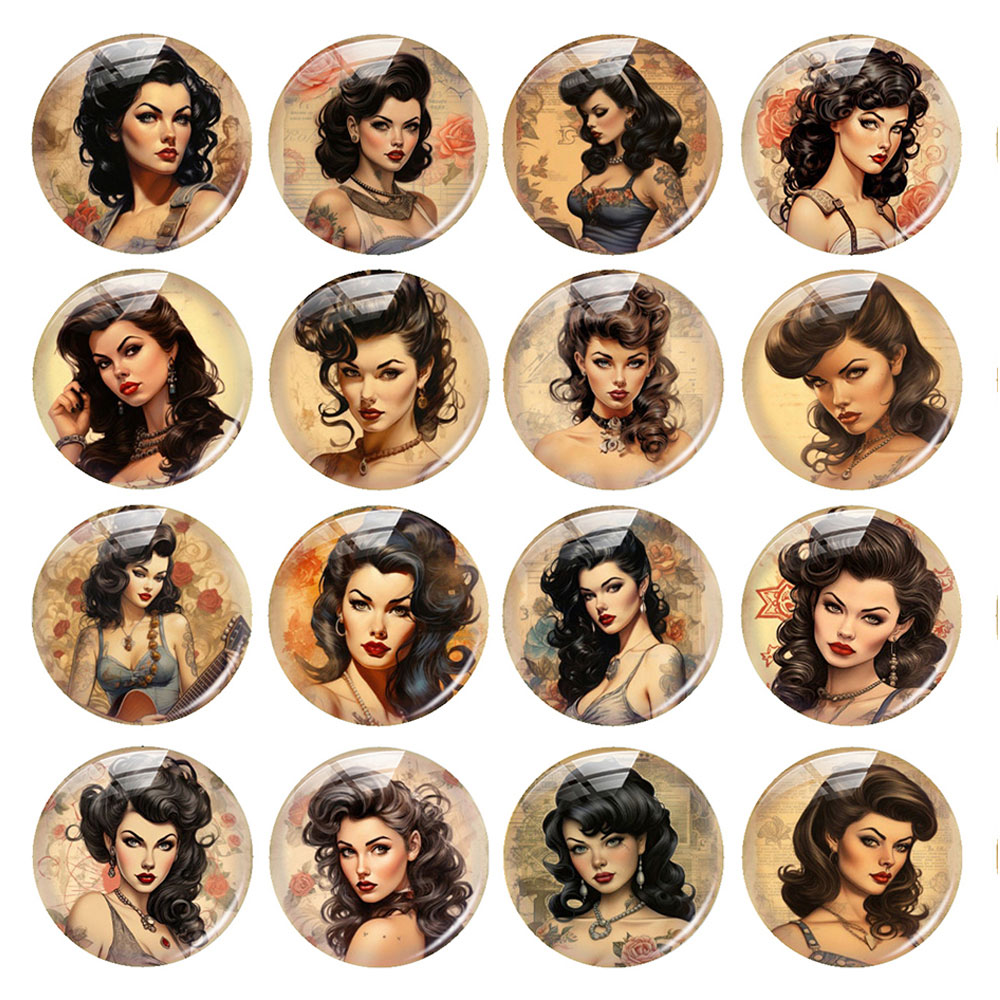 Body Jewelry Stickers - Cabochão de Vidro Vintage com Fotos