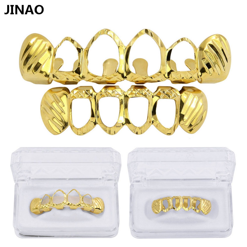 Body Jewelry Lot - JINAO-Conjunto D-Cut Grillz, cor dourada pura,
