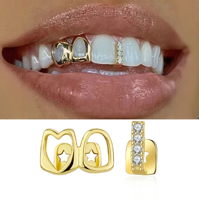 Body Jewelry Lot - Conjunto de Joias Dentárias Golden Grillz