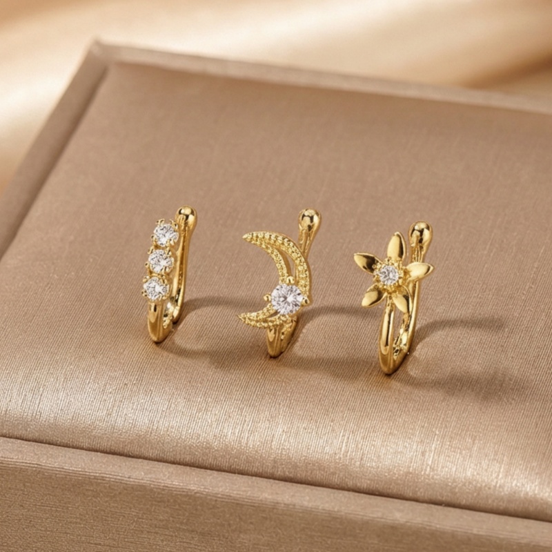 Body Jewelry Lot - Conjunto de 3 clipes de nariz