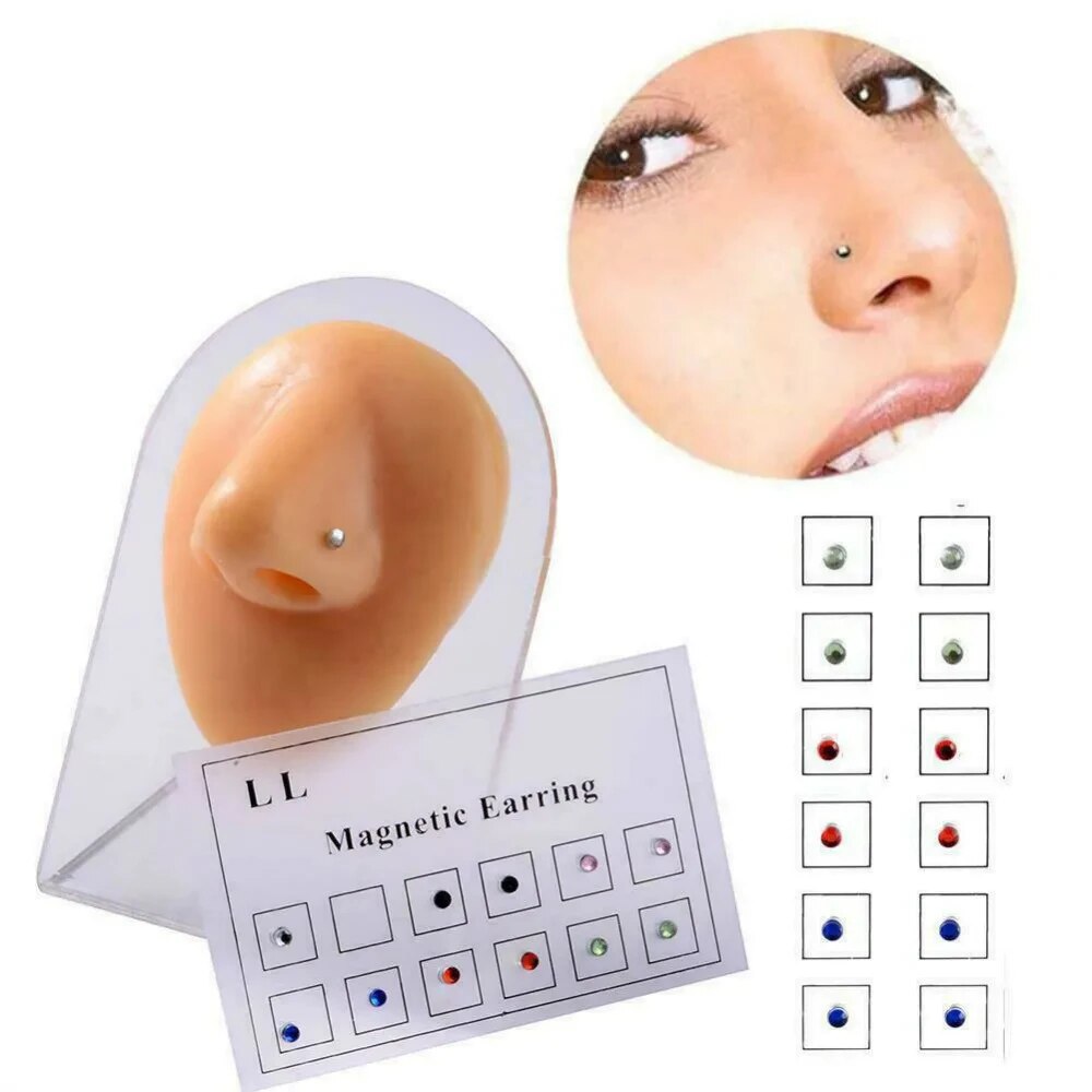 12 pçs/cartão falso tricheiro  - Body Jewelry Lip Ring avaliação e preço