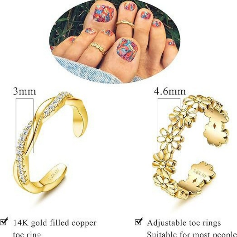 Anel de pé de zircônia ajustáv - Body Jewelry Lot avaliação e preço