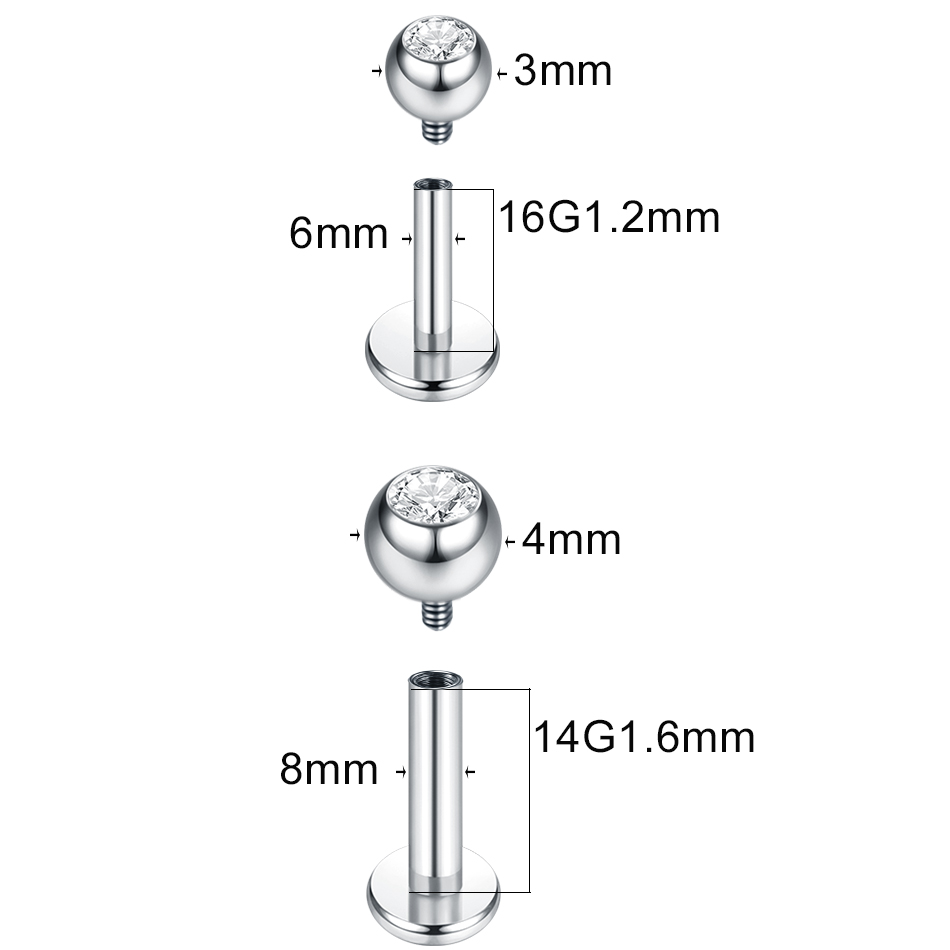 G23 titânio labret piercing lá - Body Jewelry Lip Ring avaliação e preço