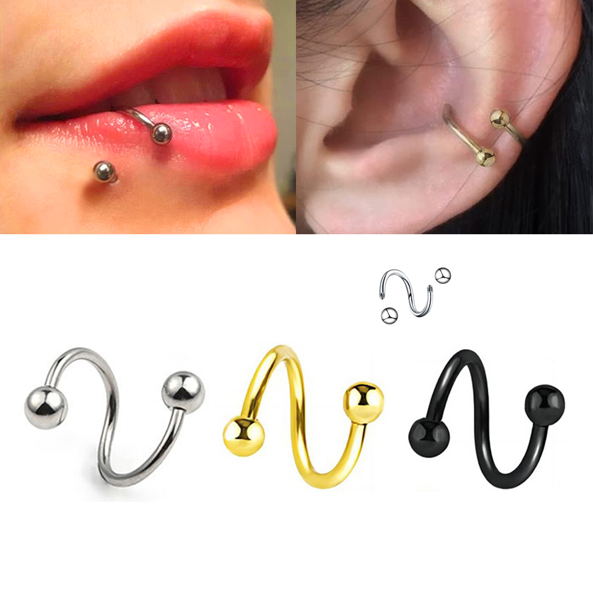 Brincos espirais femininos pie - Body Jewelry Lip Ring avaliação e preço